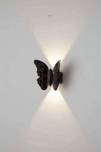 luminastar Butterfly LED Wall Lamp, Black+Gold, Outdoor/Indoor, 6W, Warm Light