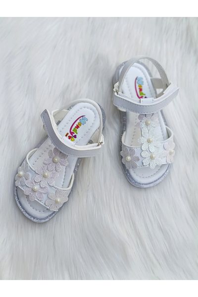 patik ayakkabı Girl Sandals with Daisy Pattern