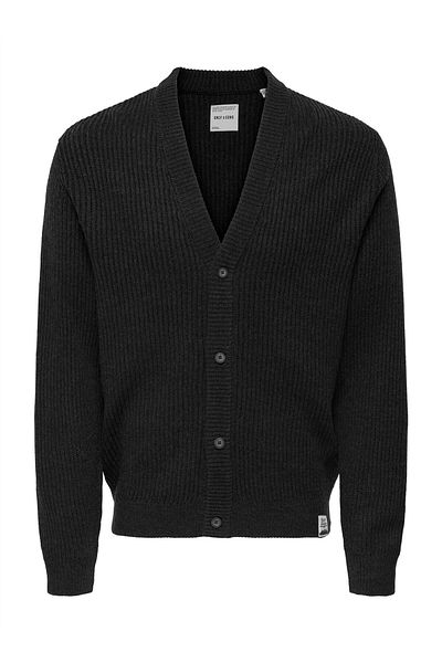 Only & Sons Onsfergal Life Reg 7 Rib Card Knit Men's Gray Cardigan - 22030209