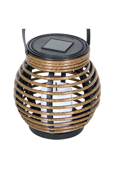 SyaMAG Felinar solar, model Ø15x15cm, maro/negru, lumânare LED, baterie reîncărcabilă 1.2V 200mAh