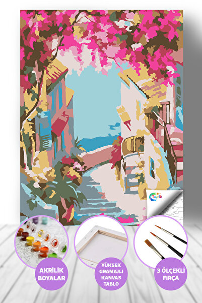 Tuvalle Avrupa Tatil Köyü Beldesi Sayılarla Boyama Seti, Hobi Seti, 40X50 Tab...