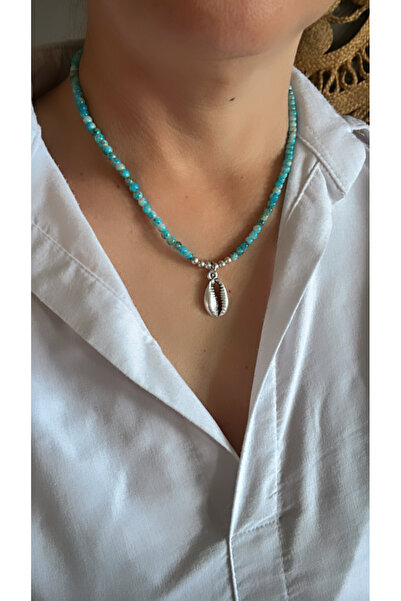 by özllem قلادة من الخرز الزجاجي مع قلادة على شكل صدفة البحر