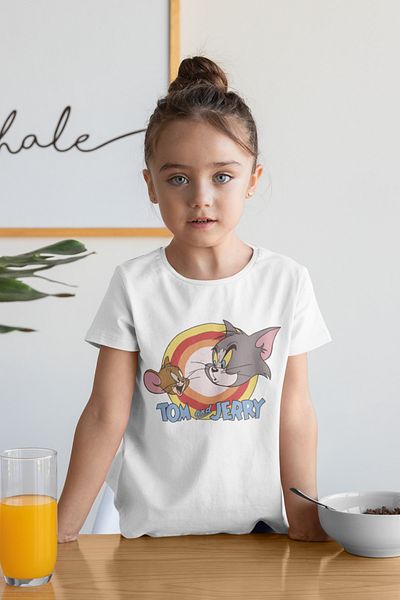 SEVBANO Tricou unisex pentru copii cu desene animate cu imprimeu Tom și Jerry (vârsta 1-12)