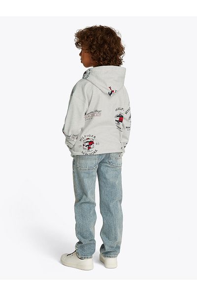 Tommy Hilfiger Boys Snow White Heather All Over Print Hoodie