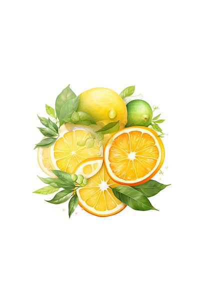INOVATIX Set of 8 pieces, Whole and sliced citrus stickers, INOVATIX®. 6 cm