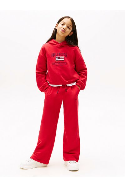 Tommy Hilfiger Tommy Hilfiger Girls Primary Red Logo Embroidery Wide Leg Jogger