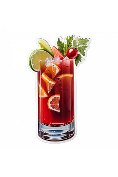 INOVATIX Set de 8 piese, Autocolant Cocktail Bloody Mary cu citrice, INOVATIX®. 6 cm