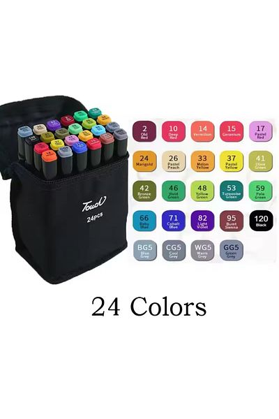 Wolawood Special Design Marker Pen Set 24-36-48-60-80-120 Colors Options Artist Drawing Kit with Carrying Bag