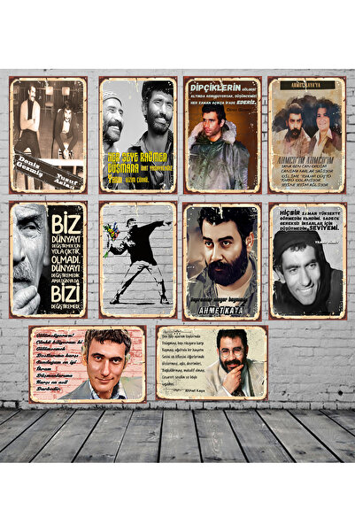 TAKIFİX Tuncel Kurtiz Deniz Gezmiş Yılmaz Güney Ahmet Kaya Temalı 10 Adet 20 x 30 CM MDF Duvar Tablosu 010