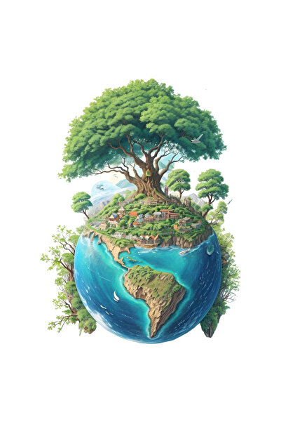 INOVATIX Σετ 8 τεμαχίων, Αυτοκόλλητο Πλανήτης Γη με Ζούγκλα, INOVATIX®. 6 εκ.