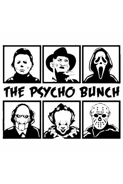 INOVATIX Set de 8 piese, autocolant The Psycho Bunch, INOVATIX®. 6 cm