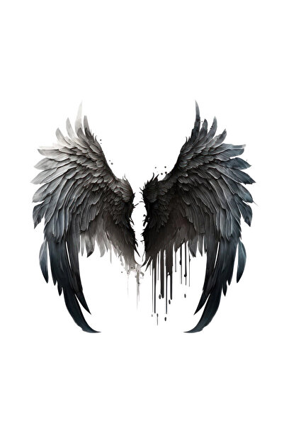 INOVATIX Set de 8 piese, autocolant Aripi de înger negre Moarte, INOVATIX®. 6 cm