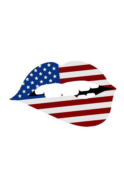 INOVATIX Set de 8 bucăți, autocolant buze senzuale cu steagul american, INOVATIX®. 6 cm