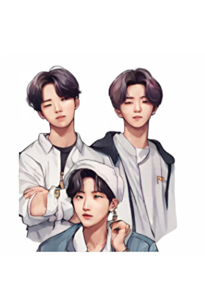 INOVATIX Set de 8 piese, autocolant cu trupa BTS cu trei membri, INOVATIX®. 6 cm