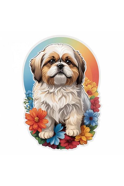 INOVATIX Set de 8 piese, autocolant câine Shih Tzu, INOVATIX®. 6 cm