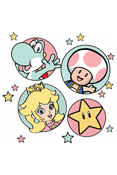 INOVATIX Set de 8 piese, autocolant Super Mario Prințesa Peach, INOVATIX®. 6 cm
