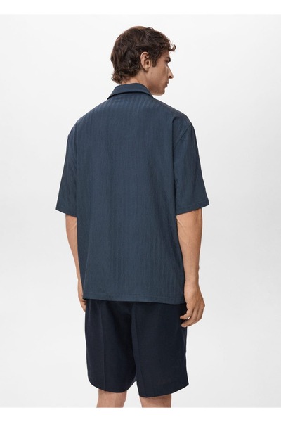 MANGO Man Striped Embroidered Shirt