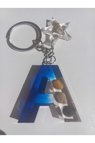 demirbasavm Handmade Epoxy Gift Letter a Keychain