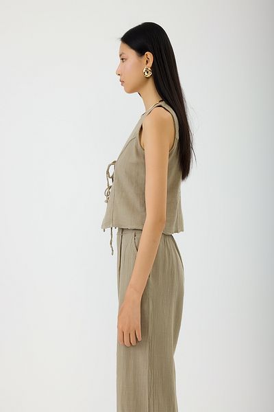 SEVİLEN Tie-Up Linen Vest