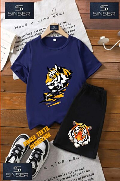 SS SİNSER Tricou cu gât rotund cu imprimeu special pentru copii „KAPLAN SAGA ...