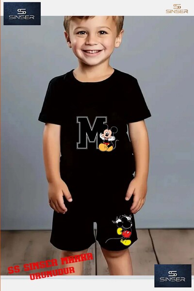 SS SİNSER Παιδικό μπλουζάκι με στάμπα "MICKEY SITTING BY YOUR SIDE" με λαιμόκ...