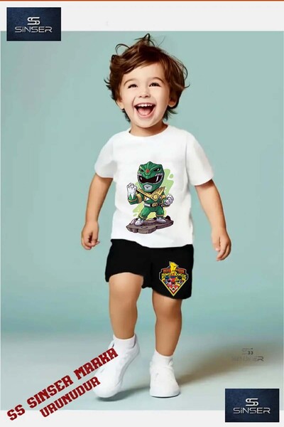 SS SİNSER Παιδικό μπλουζάκι με ειδική στάμπα "POWERRANGER CHARACTER GREEN" με...