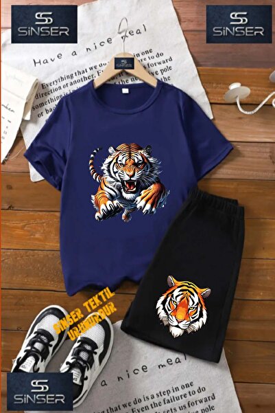 SS SİNSER Children's “Tiger One Attack“ Special Printed Crew Neck T-Shirt - S...