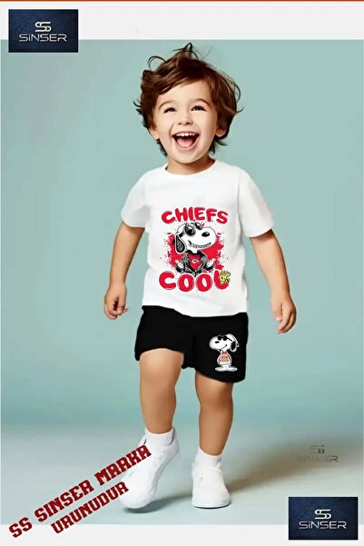 SS SİNSER Παιδικό μπλουζάκι με λαιμόκοψη "SNOPY CHIEFS COOL RED" με ειδική στ...