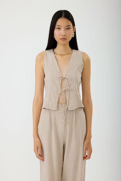SEVİLEN Tie-Up Linen Vest