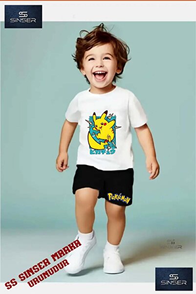 SS SİNSER Tricou cu gât rotund cu imprimeu special pentru copii „PIKHCU TURKU...