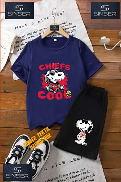 SS SİNSER Παιδικό μπλουζάκι με λαιμόκοψη "SNOPY CHIEFS COOL RED" με ειδική στ...