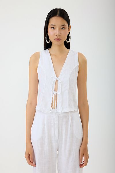 SEVİLEN Tie-Up Linen Vest