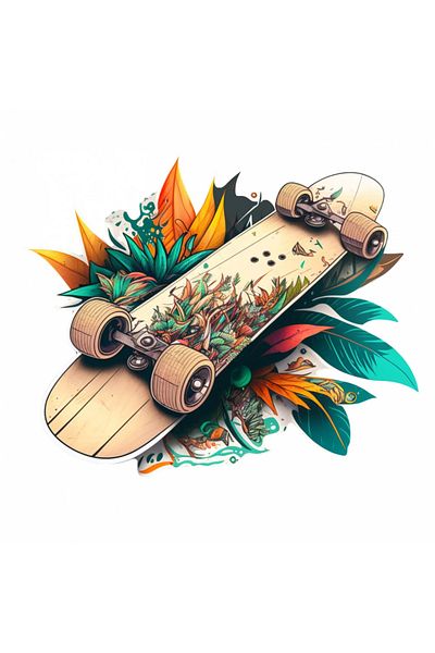 INOVATIX Set de 8 autocolante pentru skateboard cu flori, INOVATIX®. 6 cm