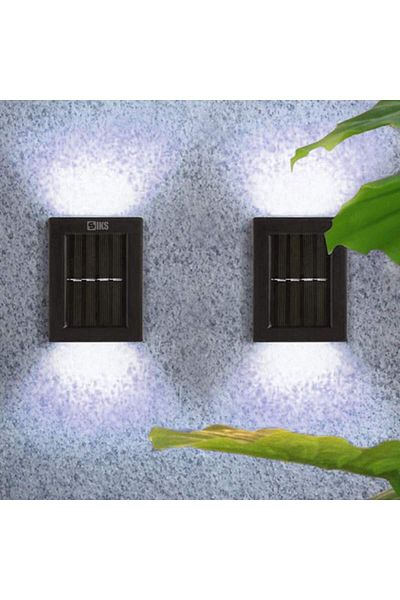 SIKS Set of 2 x SIKS LED Wall Light for Facade, Garden, Alley, Decorative, 2 LEDs, Solar Charging