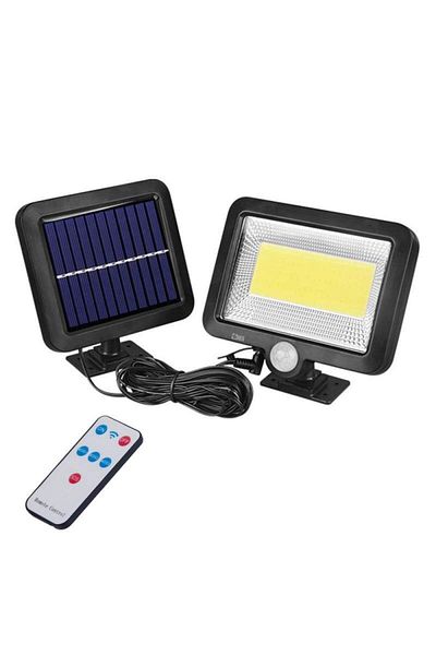 SIKS Lampă solară cu telecomandă 100 LED-uri COB, cu senzor de mișcare și lumină, baterie inclusă