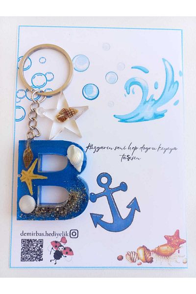 demirbasavm Handmade Epoxy Gift Letter B Keychain