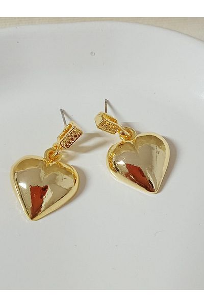 mos&more Gold Dangle Heart Lightweight Women's Earrings