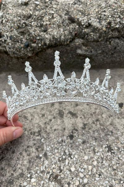 Hobigram Catalina Silver Bridal Henna Crown Special Occasion Accessory Women's Crown Hair Accessory – Crown, Crystal Stone