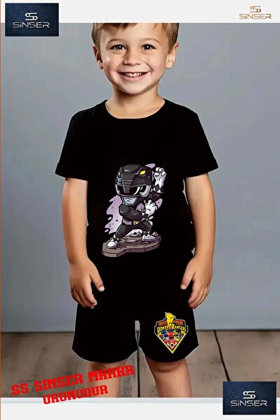 SS SİNSER Tricou cu gât rotund cu imprimeu special „POWERRANGER CHARACTER BLA...