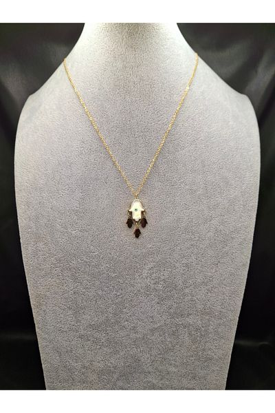 Han Ticarethane Gold Color Special Design Fatma Ana Hand Model Steel Necklace
