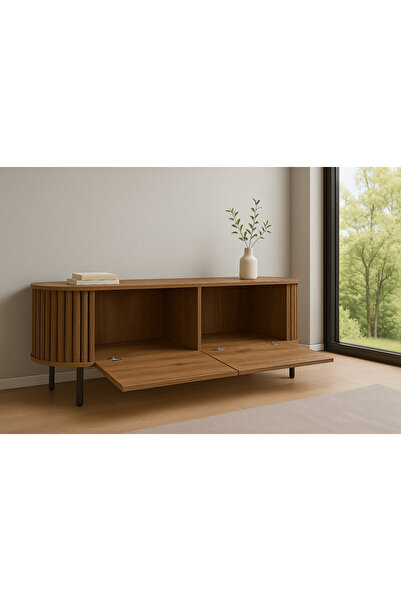 moka park avm Linea Ovallı Çıtalı Şık ve Fonksiyonel Tasarım TV Ünitesi – 120 cm