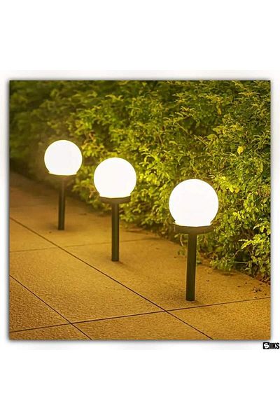 SIKS Set de 3 lămpi solare sferice SIKS, tip glob, LED, exterior, pentru grădină, 2V, lumină albă caldă