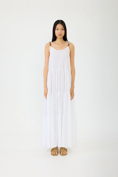 SEVİLEN Beaded Strap Linen Dress