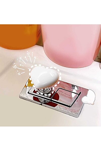 Vi Caro 3 Adet Beyaz Klozet Basma Buton Düğmesi Kulp, Kalp Klozet Kapağı Kulb...