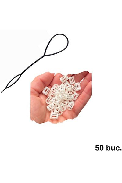 ZLBoutique Set 50 White Hair Rings + Applicator, Stick Model, 1x0.6cm, PLA-Biodegradable