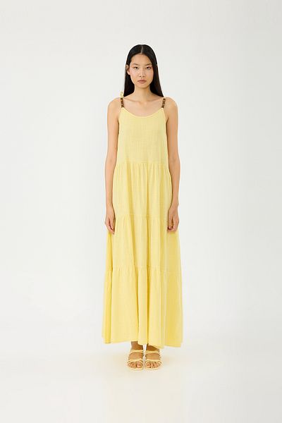 SEVİLEN Beaded Strap Linen Dress