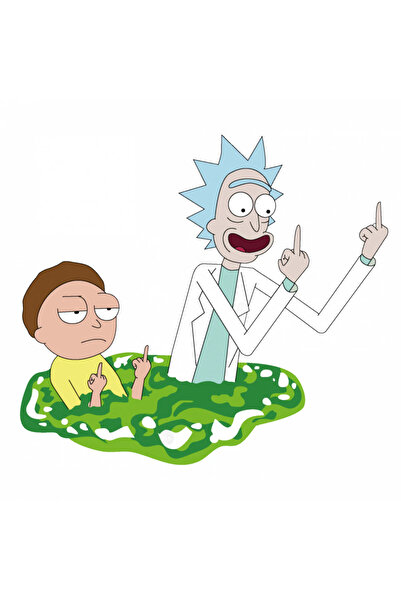 INOVATIX Set de 8 autocolante cu semne obscene Rick și Morty, INOVATIX®. 6 cm