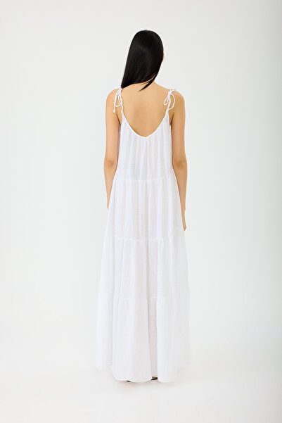 Sevilen Tekstil Beaded Strap Linen Dress