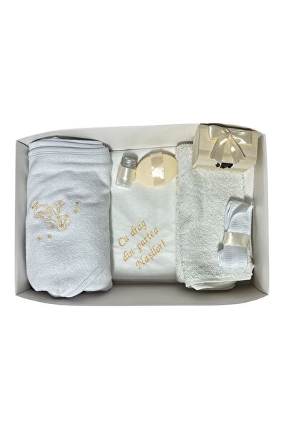 Botez Trusou botez ingeras, 7 piese, ivory, in cutie, bumbac, cu mesajul "Cu ...