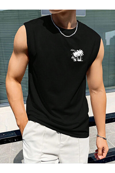 bellanova "Sleeveless T-Shirt for Men - Coconut Tree Printed"